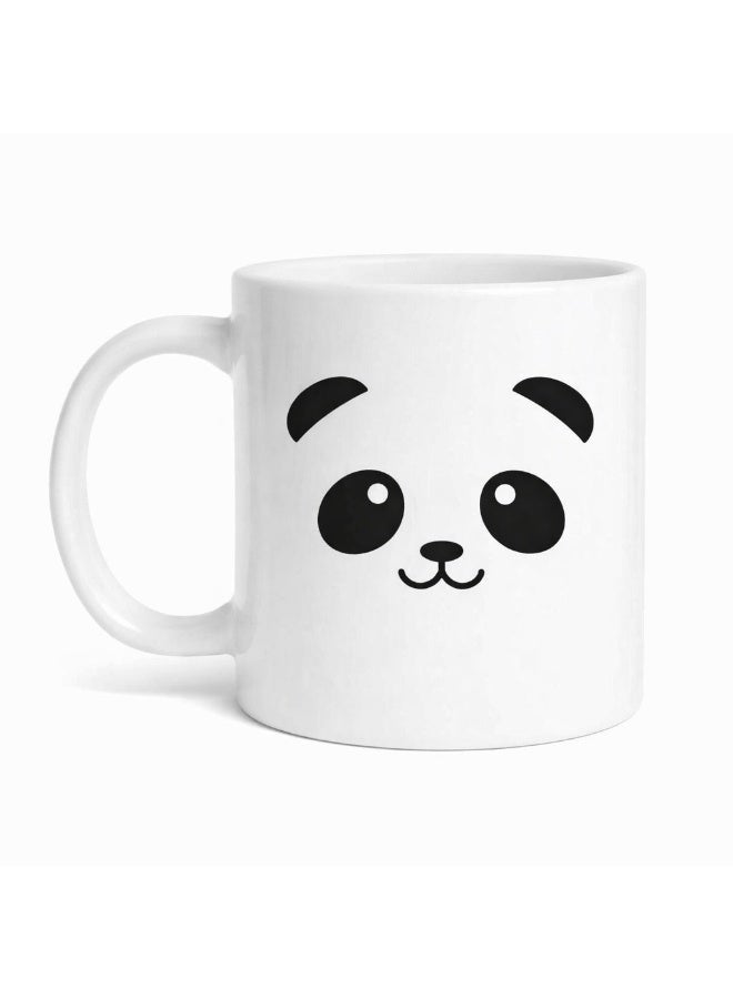 كوب قهوة سيراميك لطيف على شكل وجه باندا - أبيض (11 أونصة)